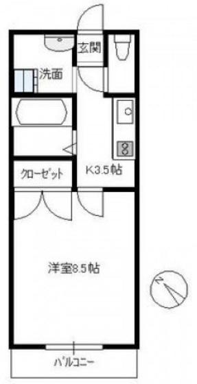 第3間下ビル(1K/1階)の間取り写真
