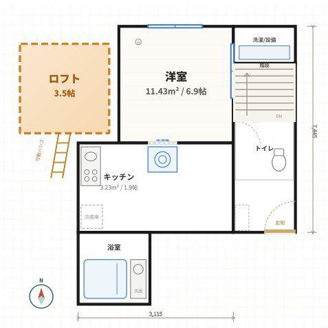 SERENDIPITY町屋(1K/2階)の間取り写真