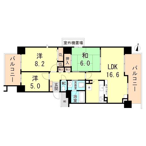 RICウエストコート7番街5番館(3LDK/4階)の間取り写真