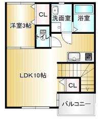 メゾンルーチェ(1LDK/2階)の間取り写真