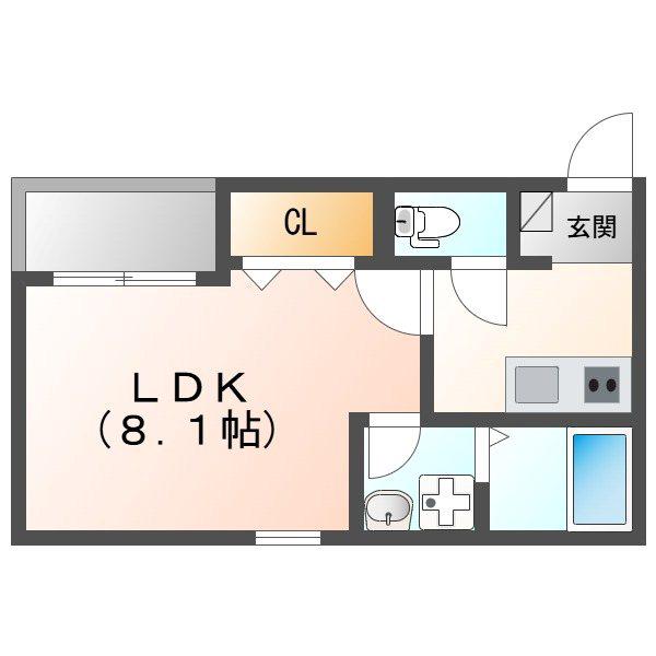 LE COCON 鳴海(1K/3階)の間取り写真