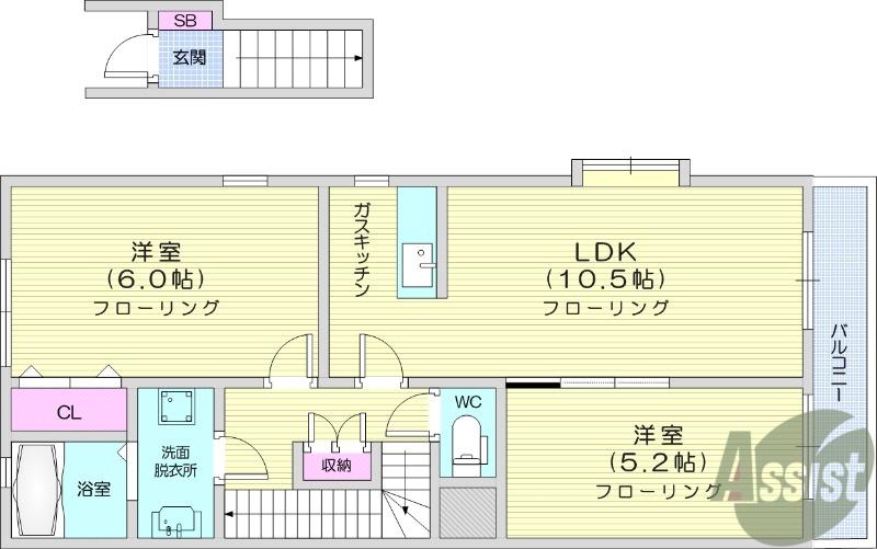 エブリーⅠ(2LDK/2階)の間取り写真