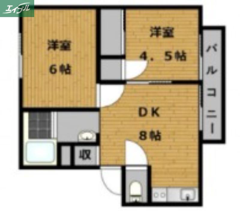 A APARTMENT NISHIICHI(2DK/2階)の間取り写真