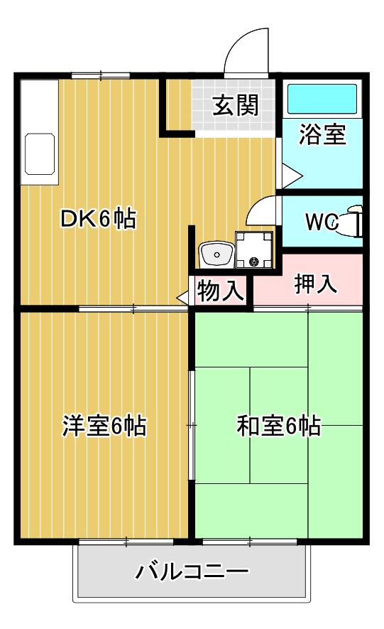 エクセレント高槻C棟(2DK/2階)の間取り写真