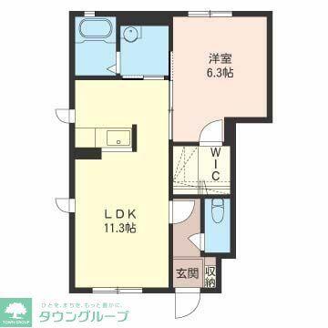 アプリコット II棟(1LDK/1階)の間取り写真