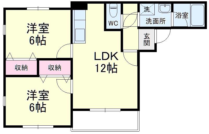 半田ビレッジ1号棟(2LDK/2階)の間取り写真
