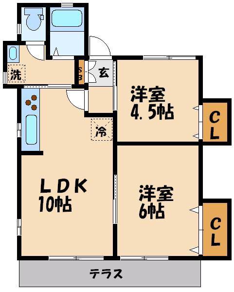 OASIS COURT(2LDK/2階)の間取り写真
