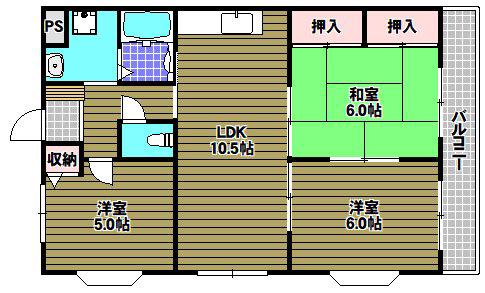 ファミーユ千代田(3LDK/2階)の間取り写真