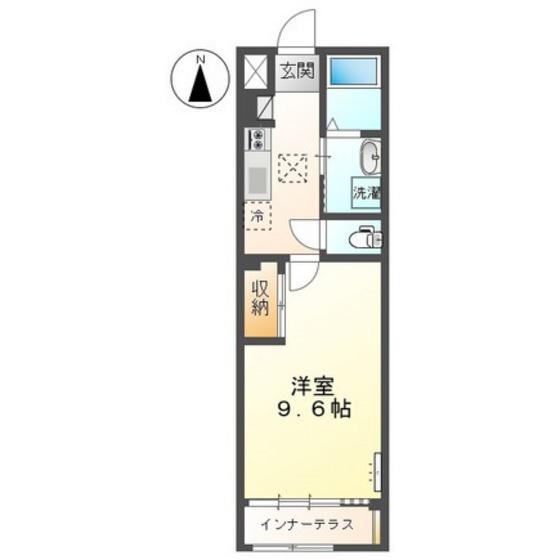 シェルルユーロピュア清輝本町(1K/1階)の間取り写真