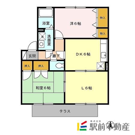 ゆうハイムB棟(3DK/1階)の間取り写真