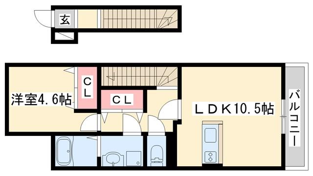 シャイン ハートII(1LDK/2階)の間取り写真