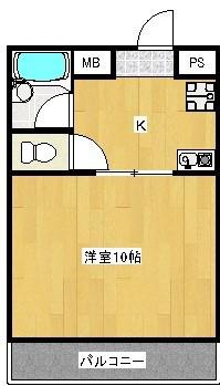 エクセルウィンD(1K/2階)の間取り写真