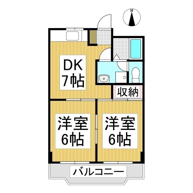 ハイツ山岸(2DK/2階)の間取り写真