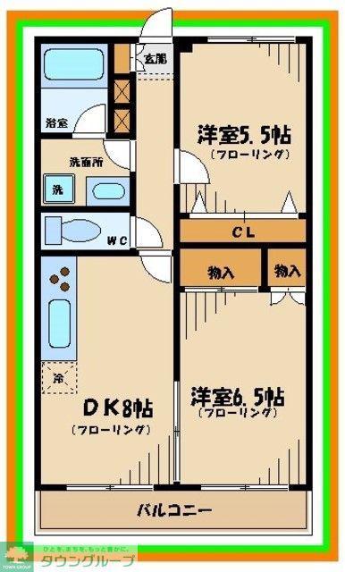 VERDONE(2DK/2階)の間取り写真