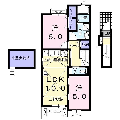 J スタジアム フロント(2LDK/2階)の間取り写真