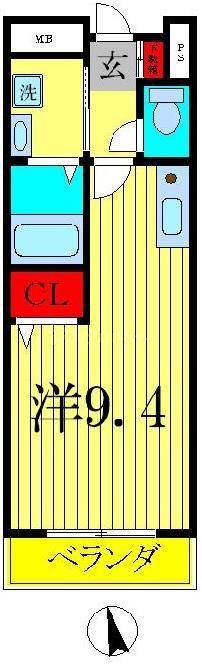 リヴアーサイド・II(ワンルーム/2階)の間取り写真