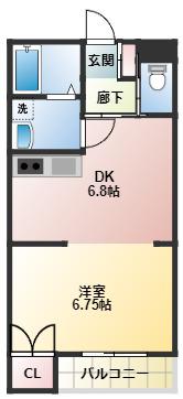 イーストパレスY-3(1DK/2階)の間取り写真