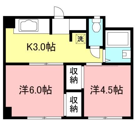 千代田館新館(2K/3階)の間取り写真