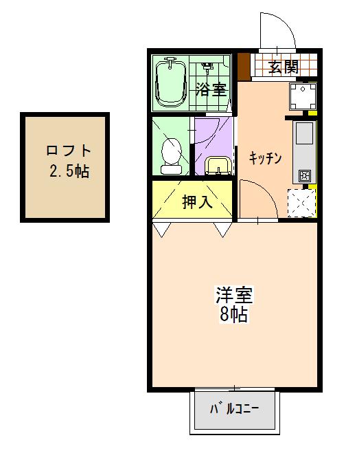 エステート中島II(1K/2階)の間取り写真
