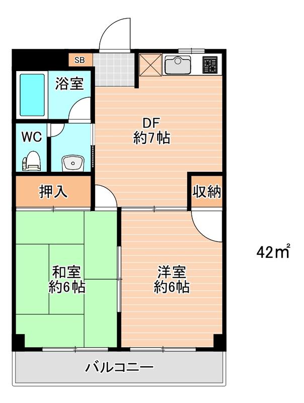 セリエ諏訪野(2DK/3階)の間取り写真