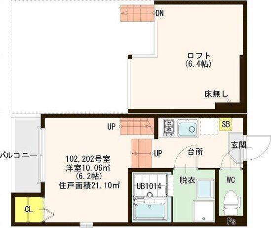 ハーモニーテラス長町IV(1K/1階)の間取り写真