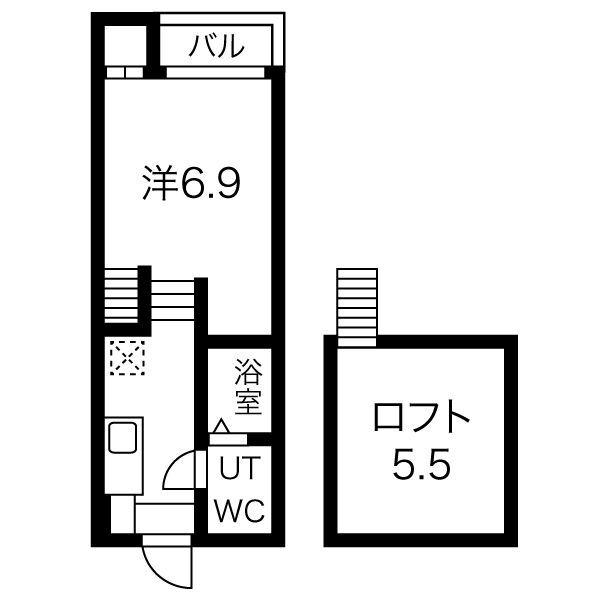 LA MER BLEU(1K/1階)の間取り写真