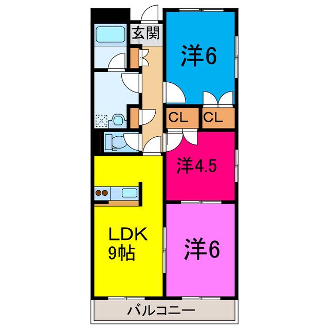 ニューセンチュリーマンションA/B(3LDK/3階)の間取り写真