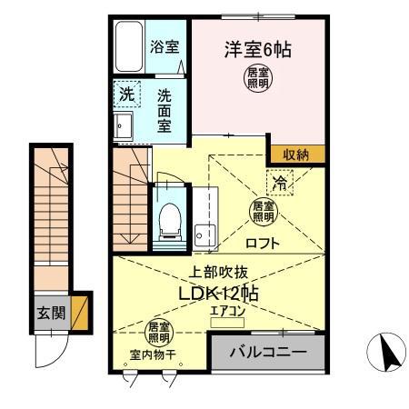 DCR並木町(1LDK/2階)の間取り写真