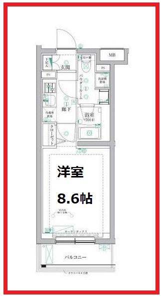 リルシア赤羽志茂(1K/5階)の間取り写真
