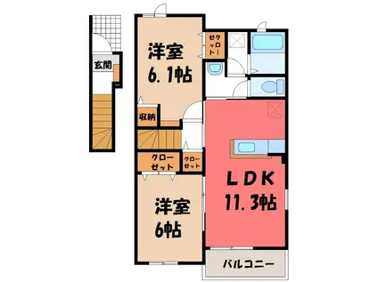 ノーヴァIII(2LDK/2階)の間取り写真