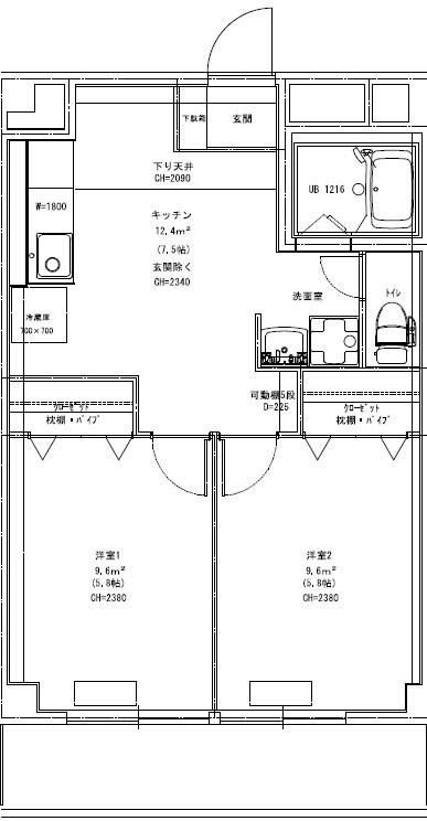 TCRE上板橋常盤台(2DK/2階)の間取り写真