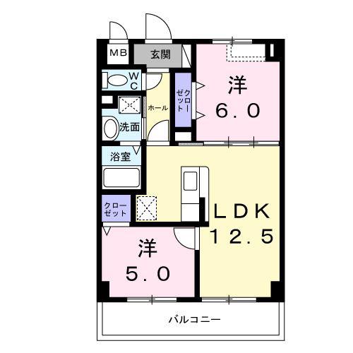 佐真下マンション(2LDK/2階)の間取り写真