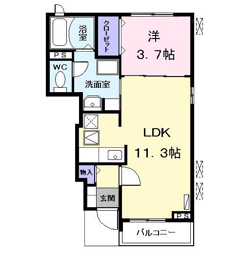プランドールT(1LDK/1階)の間取り写真