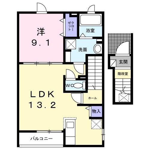 サングレイス(1LDK/2階)の間取り写真