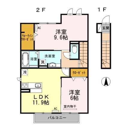 セジュールフカヤ(2LDK/2階)の間取り写真