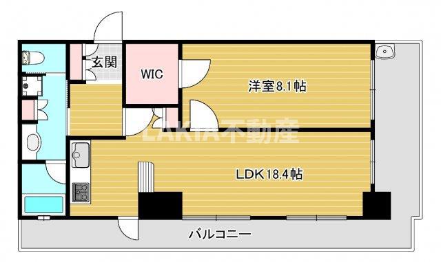 リーガルタワー船場(1LDK/19階)の間取り写真