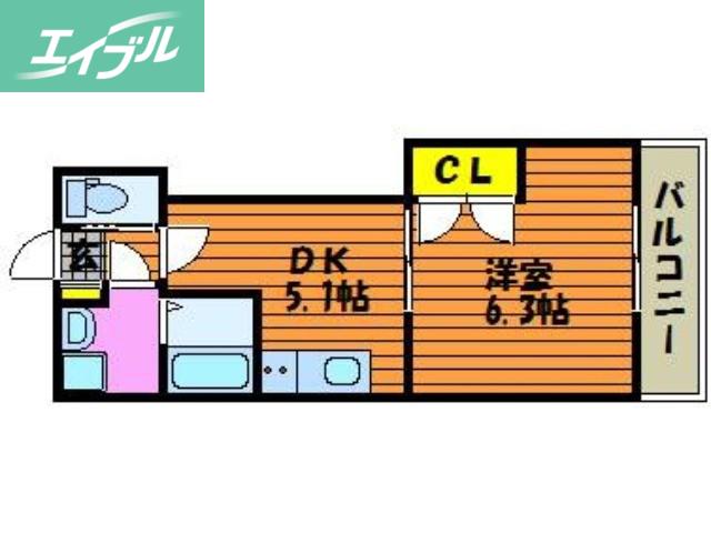 GRAND ETERNA岡山II(1DK/5階)の間取り写真