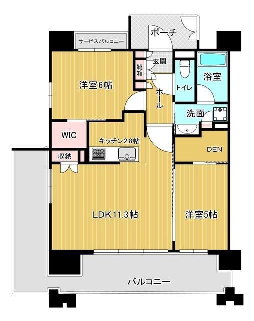 オークプレイス目黒リバーテラス(2LDK/9階)の間取り写真