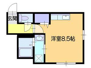 リッツ小樽(ワンルーム/2階)の間取り写真