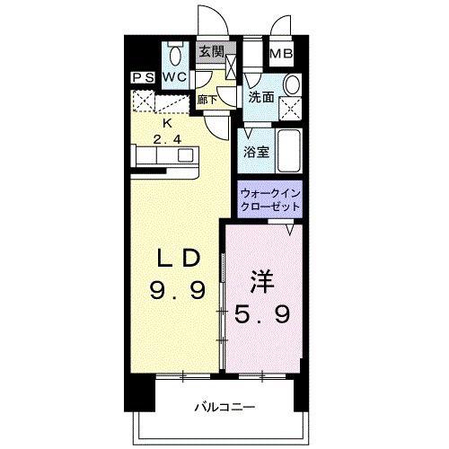 BRUNO久留米(1LDK/3階)の間取り写真