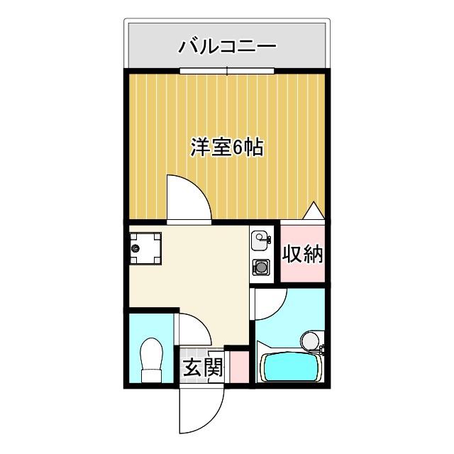 プロムナード生麦B棟(1K/2階)の間取り写真