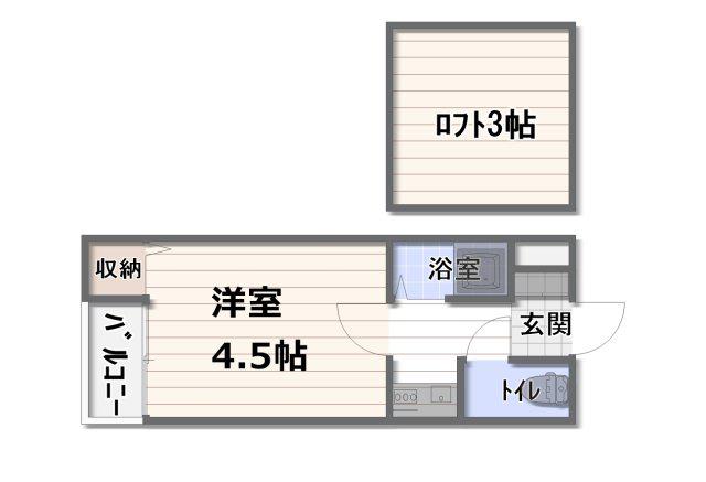 ビバリーヒルズ宗像(1K/2階)の間取り写真