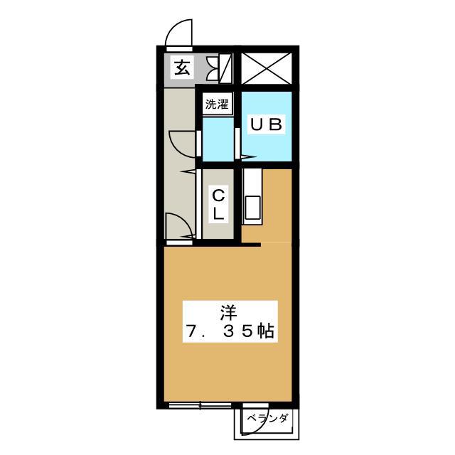 晴嵐荘(ワンルーム/3階)の間取り写真