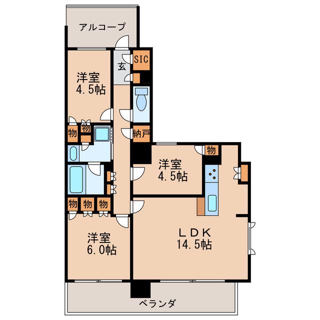 GRANPASEO丸の内(3LDK/15階)の間取り写真