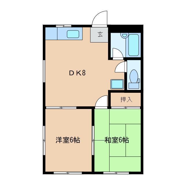 ハイツNARA(2DK/1階)の間取り写真