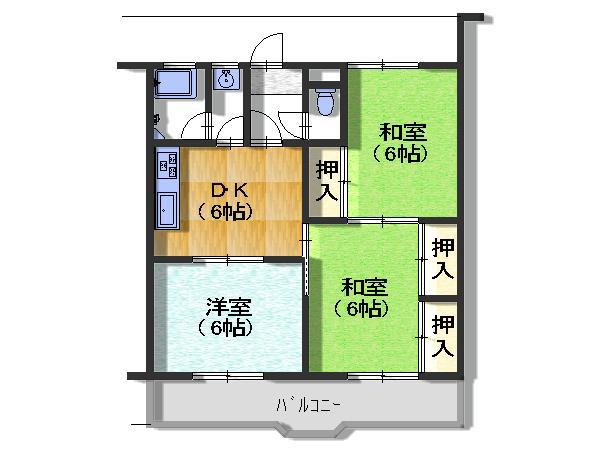 落合マンション(3DK/1階)の間取り写真