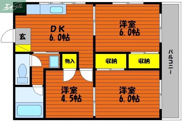 パッショネラ(3DK/3階)の間取り写真