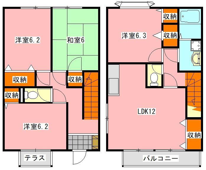メゾンラフィーネ江原台A(4LDK/2階)の間取り写真