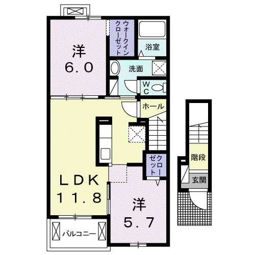 トレジャー(2LDK/2階)の間取り写真