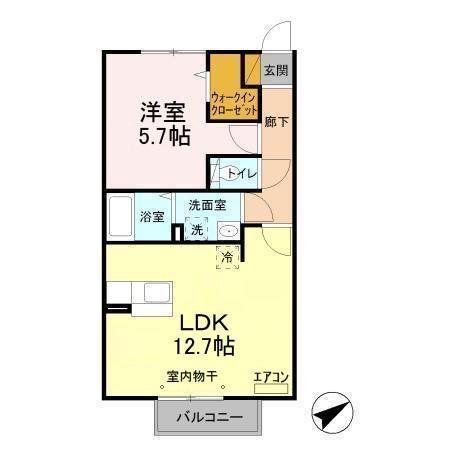 アーバンライフ萩台(1LDK/2階)の間取り写真